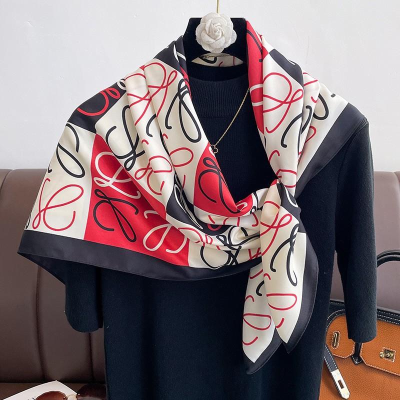 Spring and Autumn New Fashion 91 Square Scarf Women's Silk Scarf Foreign Style Shawl Neck Protection External Decorative Scarf Scarf