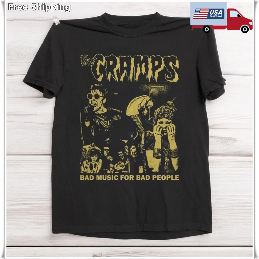 The Cramps Bad Music for Bad People Punk Rock T-Shirt Black S-5XL