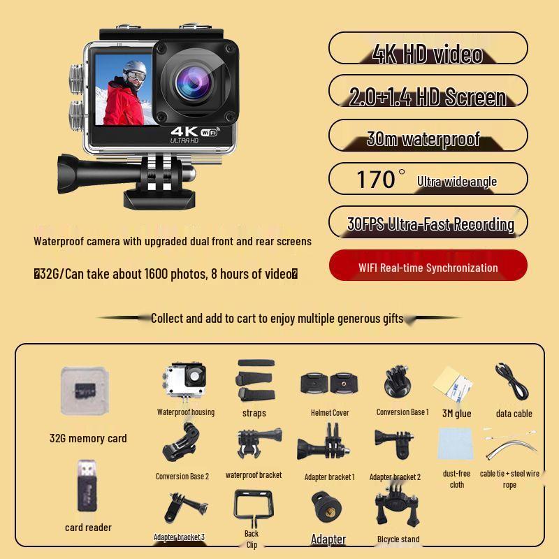 4K Waterproof 360° Panoramic Action Camera for Motorcycle & Fishing