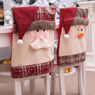 Christmas Snowman Santa Chair Snowflake Plaid Elastic Dinner Seat Cover Decor