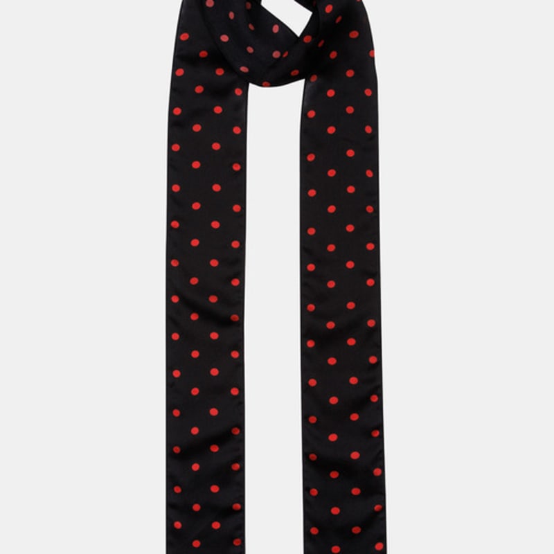 RECLOW DOT SILK LONG SCARF BLACK