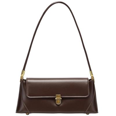 Sac à Bandoulière Rétro de Niche en Cuir Véritable - Sac à Main Haut de Gamme Couleur Unie pour Femme, Parfait pour le Printemps & l'Été KTY