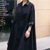Autumn New Long-sleeved Shirt for Women Over The Knee Long Korean Style Loose Large Size Irregular Large Swing Shirt