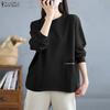ZANZEA Women Casual Round Neck Long Sleeve Loose Thin Pullover Sweatshirts