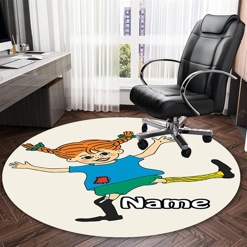 Customizable Pippi Longstocking1 Round Non-Slip Carpet - Ideal for Garden, Picnic, Office, Perfect for Decoration, Suitable For All Seasons