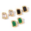 Design Sense 18K Gold, Black Zircon Square Earrings and Ear Jewelry