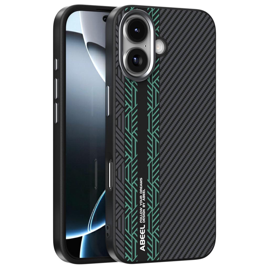 ABEEL For iPhone 17 Case PC+TPU+Aluminum Alloy+PU Leather Phone Cover Compatible with MagSafe