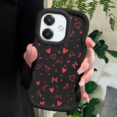 Love Heart Bow Pattern Soft Phone Cover for Samsung Galaxy A52 A73 A12 S24 Ultra 5G S23 S22 S21 S20 FE Wave Edge Shockproof Protective Rubber Case