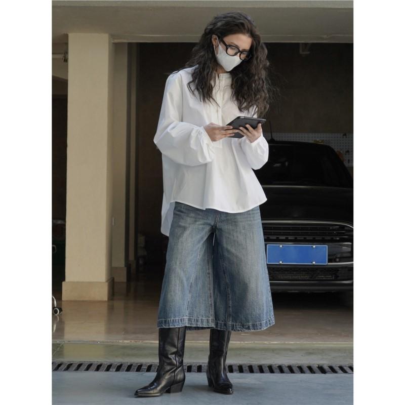 Fashionable Korean Jeans Johnature Medium Women Pants Fashion Loose Casual Spring Summer Cropped Pants