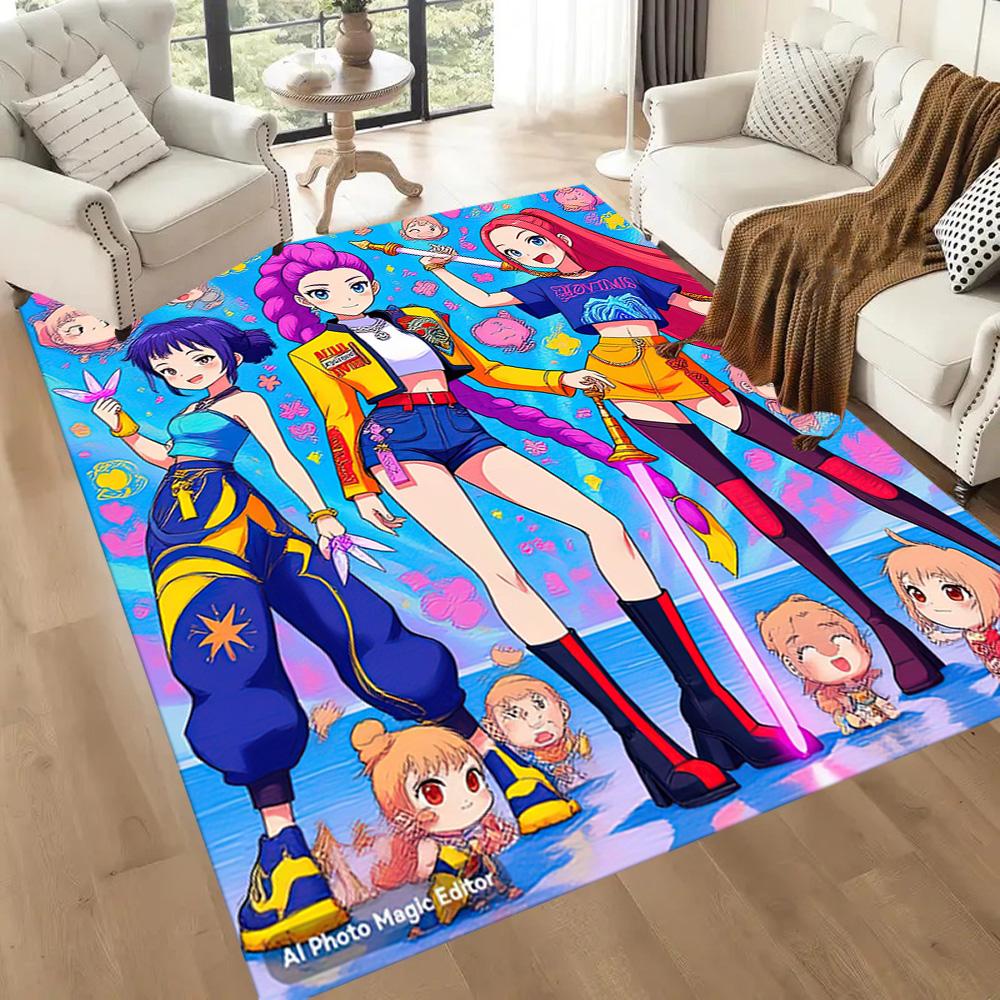 K-pop Demon Hunters Huntrix Square rugs are a great choice for living rooms, bedrooms, home décor, and as gifts