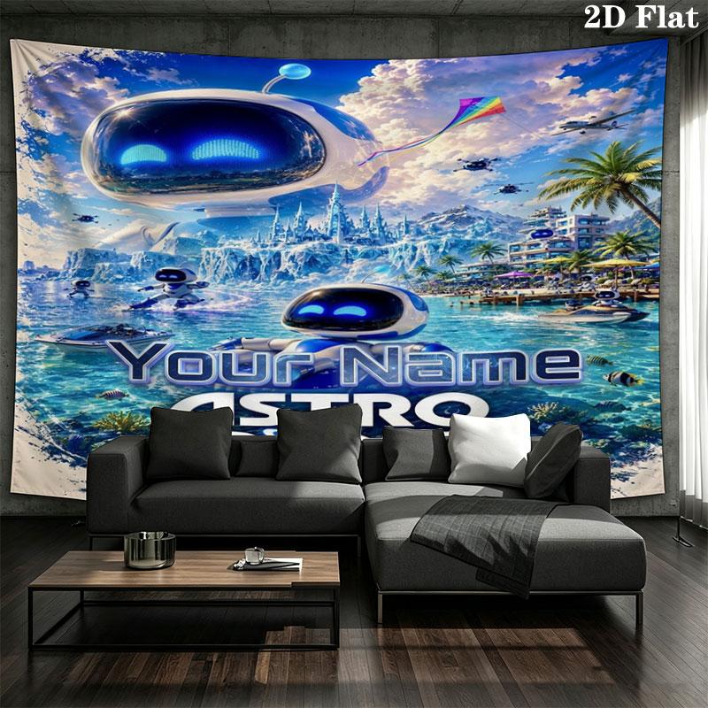 ASTRO BOT Custom Name Wall Tapestry Aesthetic Wall Hanging Printed Fabric Blanket Decorative Tapestries for Bedroom Living Room Home Decor