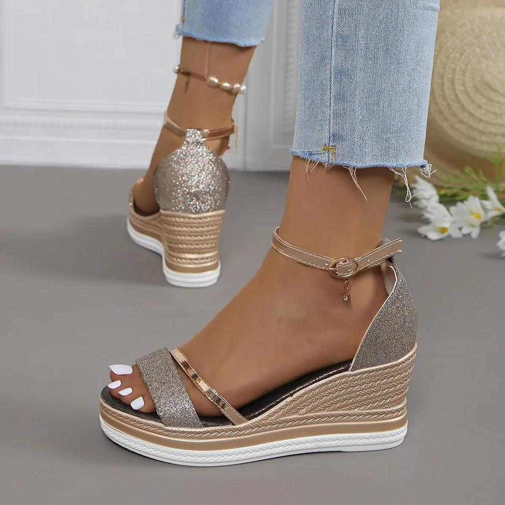 Summer New Super High Heel Women Sandals Women's Versatile Platform Flatform Shoes with A Straight Strap Sandals High Heels