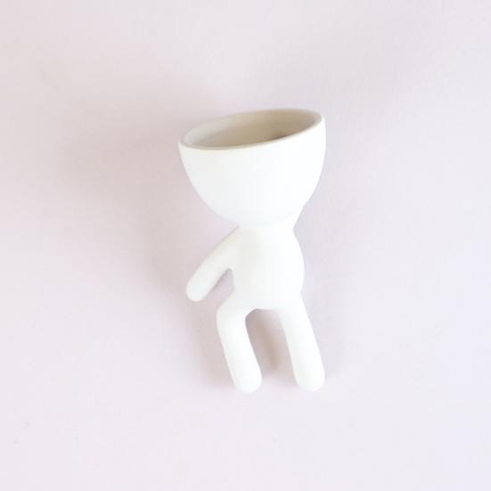 1 Set Hanging Flower Pot Unique Shape Eco-friendly Ceramic Cartoon Human Statue Flower Pot Home