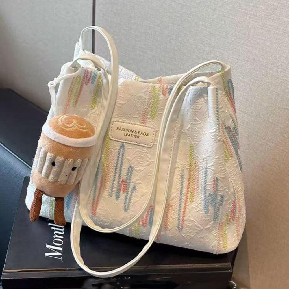 Large Capacity Nylon Underarm bag Korean Style Striped Tote Bag Shoulder Bag Women  Office Worker