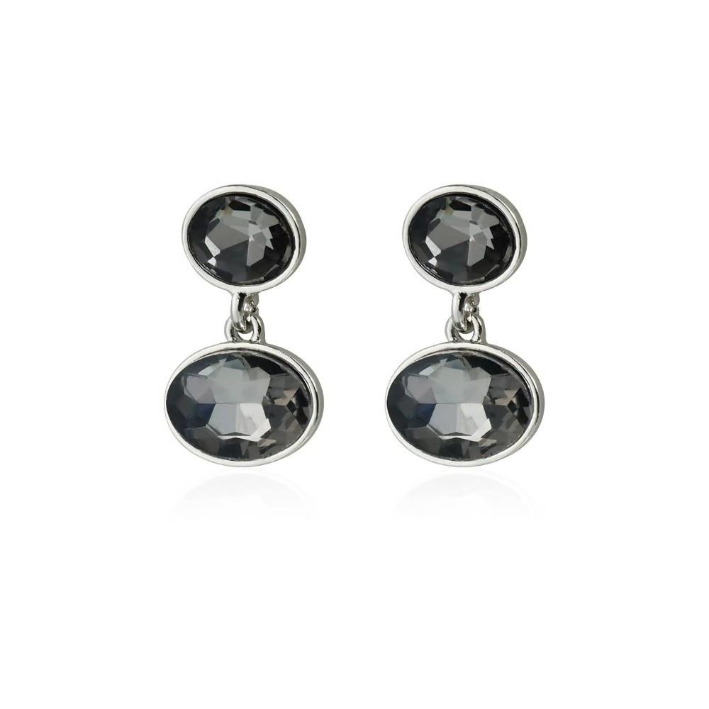 New Fashionable Gray Crystal Charm Earrings Y2K Ellipse Geometric Earring Line Triangle Geometric Symmetry Ear Jewelry