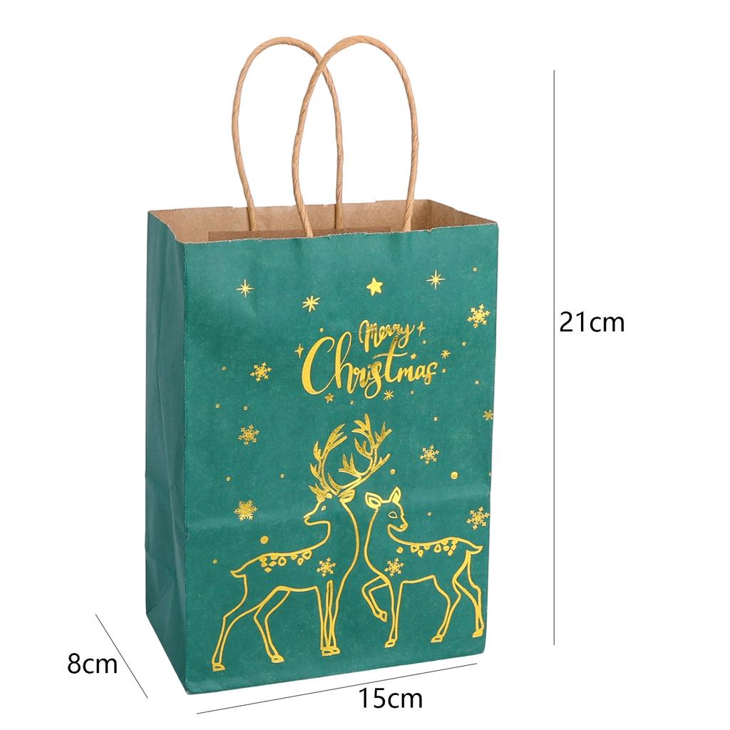 1/20 Red Green Christmas Bags  Kraft Paper Biscuit Candy Packaging Bag Xmas Tree Gift Pouch Home Decor Xmas Party Accessories