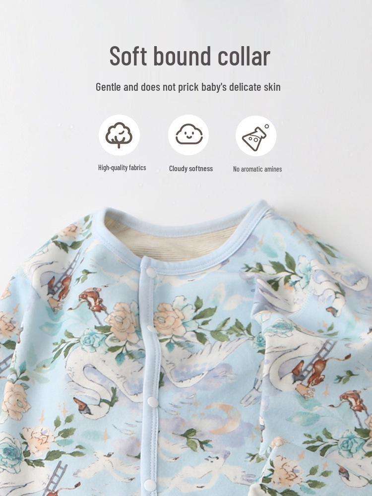 Unisex Baby Wool-Silk Romper: Warm, Padded Autumn-Winter Crawling Suit for Newborns