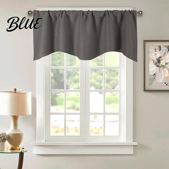 Solid Color Through Valance Room Balcony Curtain Home Rod Short Kitchen Window