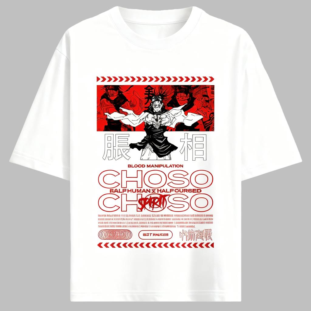 Jujutsu Kaisen Anime Choso Printing Cotton Tshirt Men and Women Harajuku Fashion Loose Summer Anime Peripheral Clothing