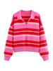 Modischer Kontrast-Gestreifter Polo-Pullover für Damen Frühling Langarm Lässig Gestrickter Pullover Damen Y2K Schick Street Jumper