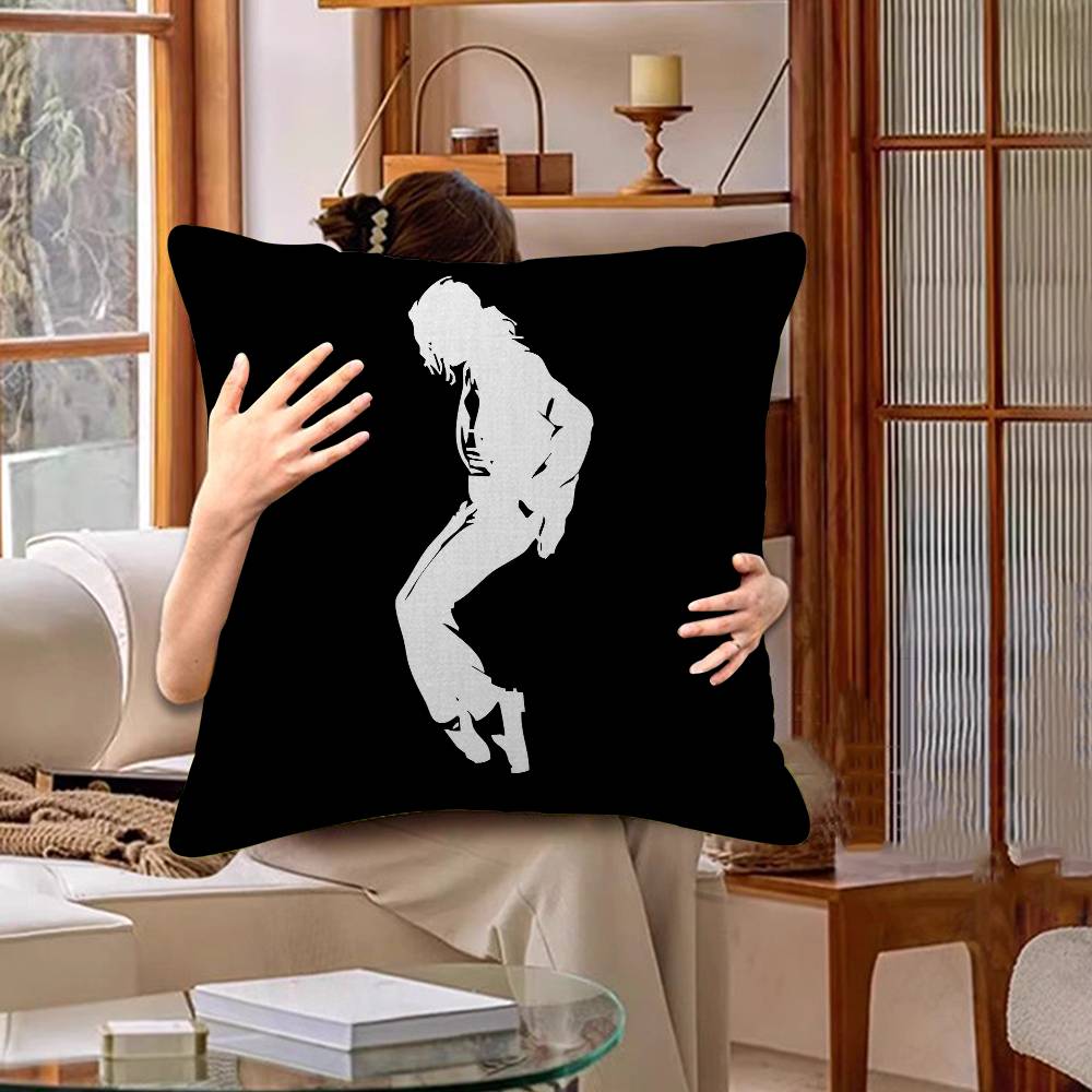 M-Michael J-Jackson New Pillow Covers Cartoon Sofa Decorative Home Double-sided Printing Short Plush Cute Cushion Cover