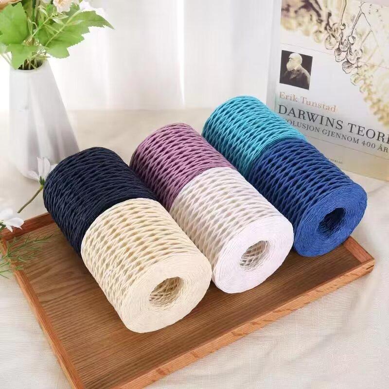 Mengchu DIY Raffia Woven Bag and Summer Straw Hat Materials 100% Cotton Thread for Hand Knitting Fancy Yarn Style