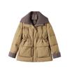 Knitted splicing down jacket women's 2024 winter fashion waist, thin and warm white duck down contrasting color lapel jacket tide