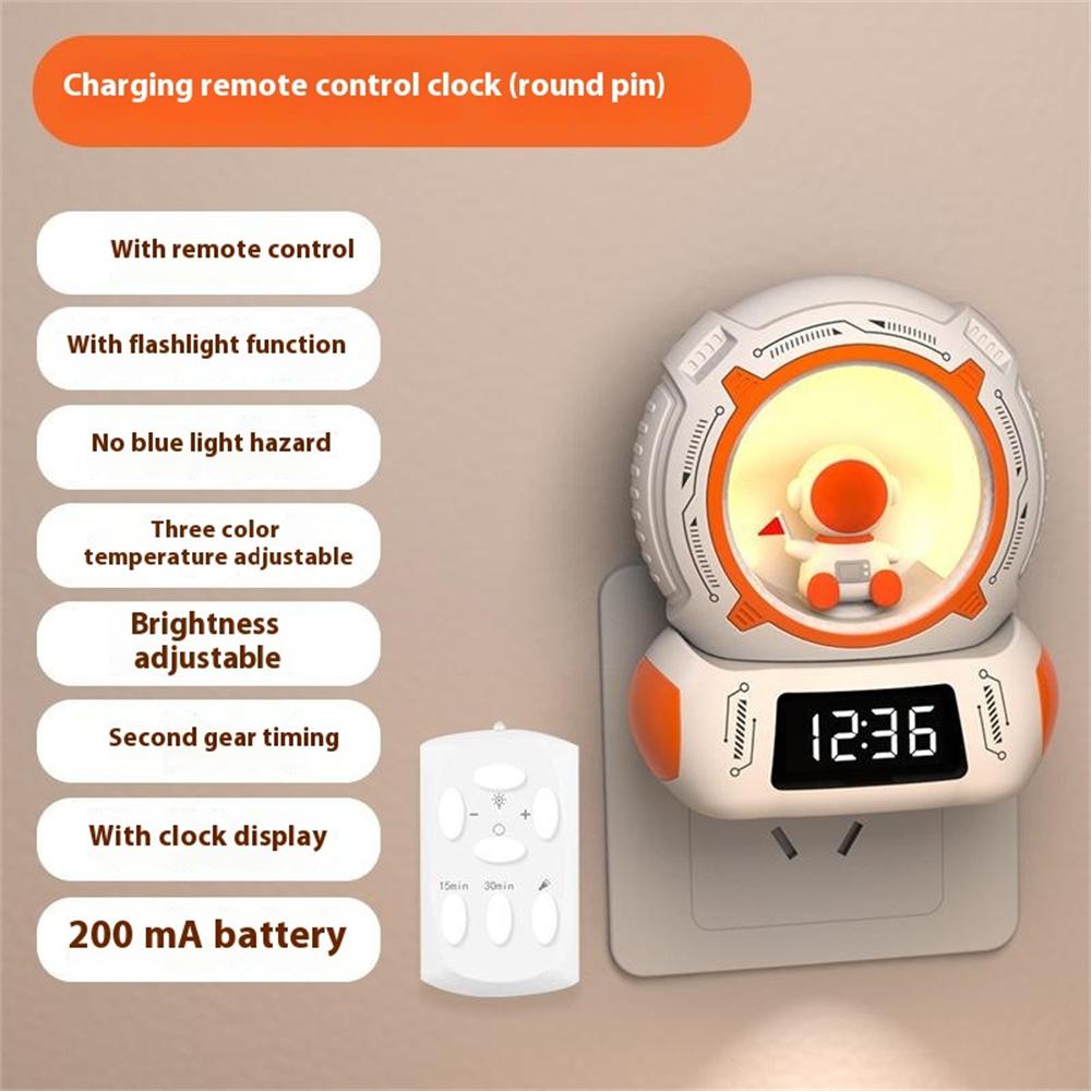 

LED Night Light Timer Clock Display Rechargeable Rotatable Bedside Lamp A
