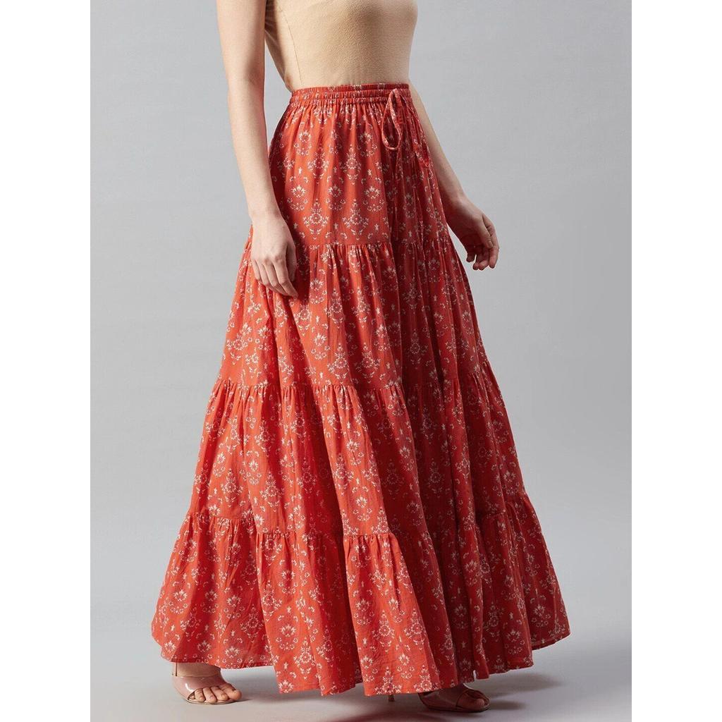 Women's Designer Printed Long Skirt Indian Bollywood Ethnic Flared Skirt Dress
