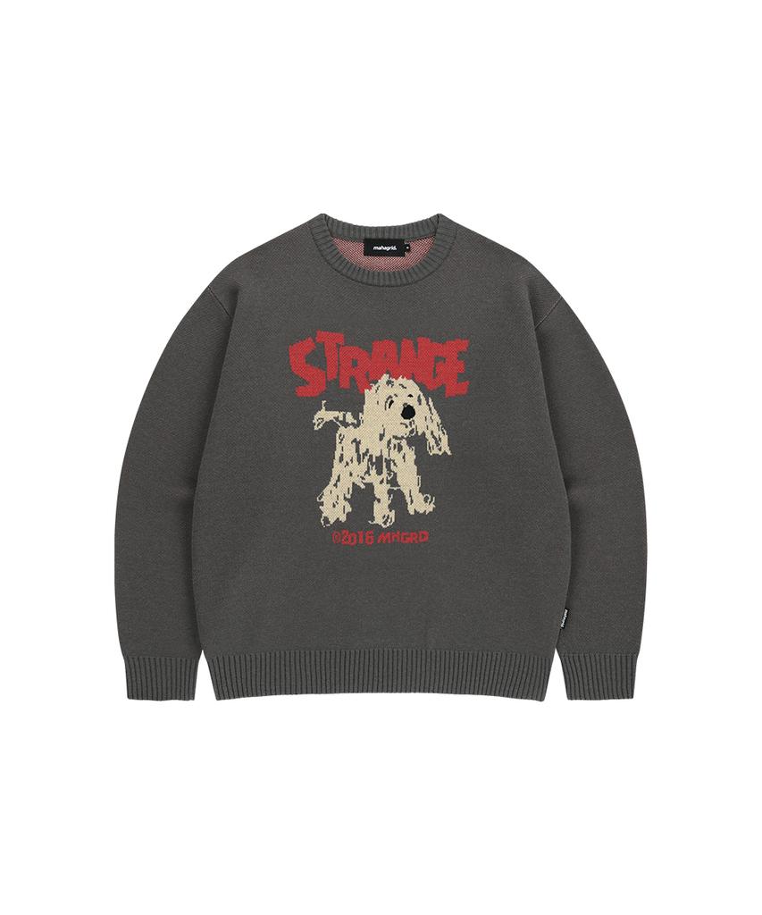 MAHAGRID Strange Puppy Knit Sweater Charcoal(Mg2Ffmk603A)