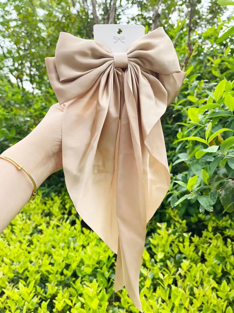 New Elegant Bow Ribbon Hair Clip Women Fashion Solid Bowknot Satin Hairpin Barrettes Girls Ponytail Clip Hair Accessories