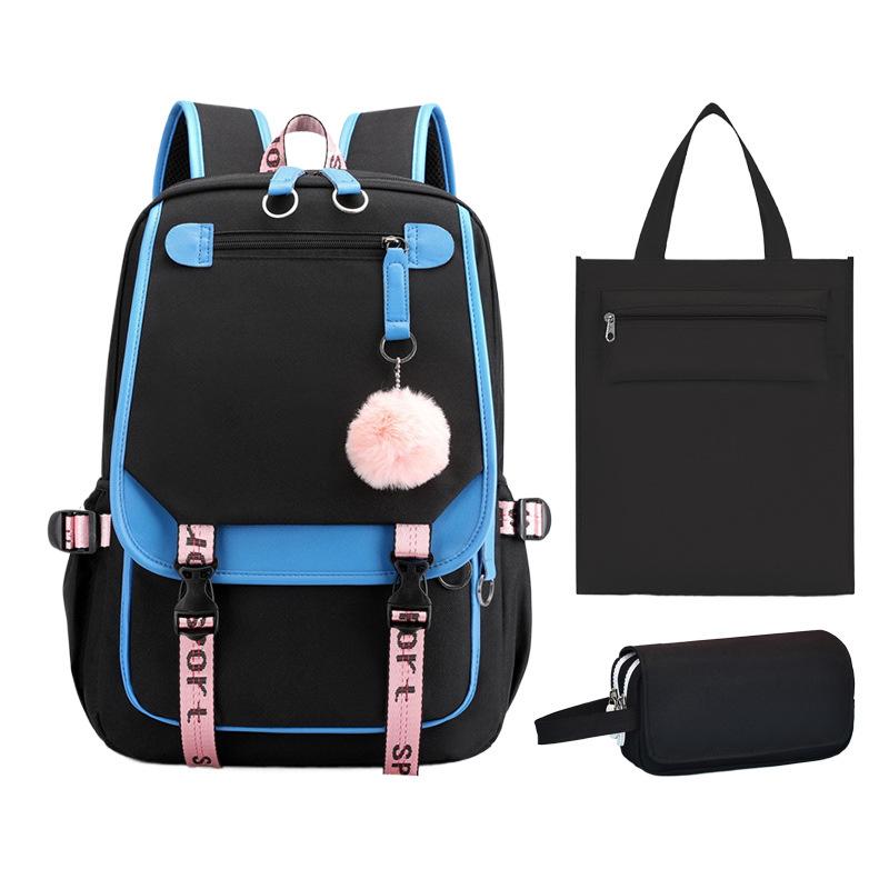 Printing College Style Backpack, High-capacity Schoolbag for Primary and Secondary School Students, Three-piece Set