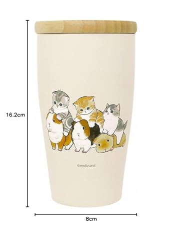 Toa Metal Mofusand Stainless Steel Tumbler with Wooden Lid 350ml [Guinea Pig Test Drive] 53-2091 Beige