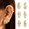 Fashion Geometric CZ Cartilage Hoop Earrings Copper Gold Plated Mixed Style Huggie Ear Buckle Daily All-match Women Ear Jewelry