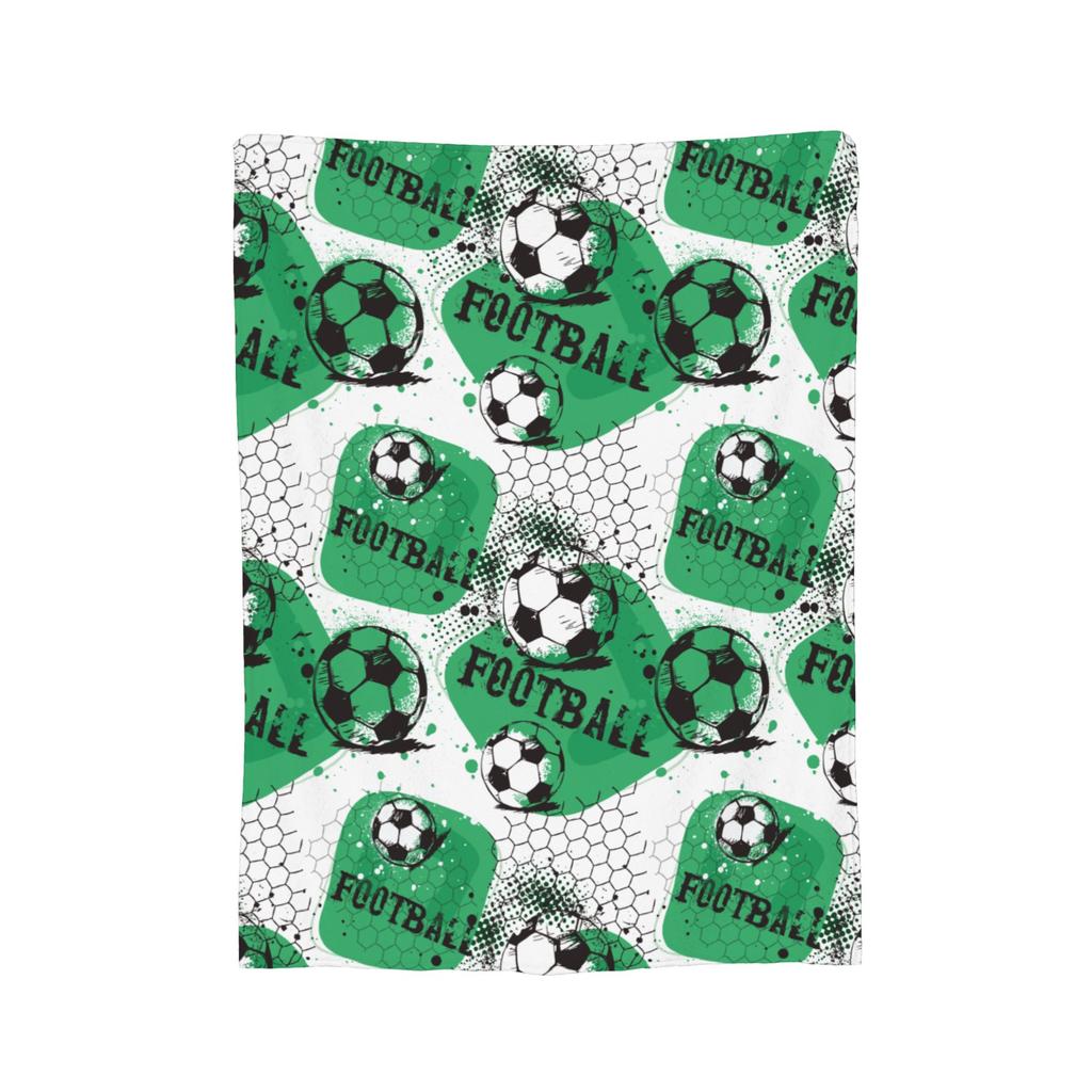 Cartoon Soccer Ball Football Blanket Coral Fleece Plush Print   Multifunction Warm Throw Blanket for Bed Outdoor Bedspreads