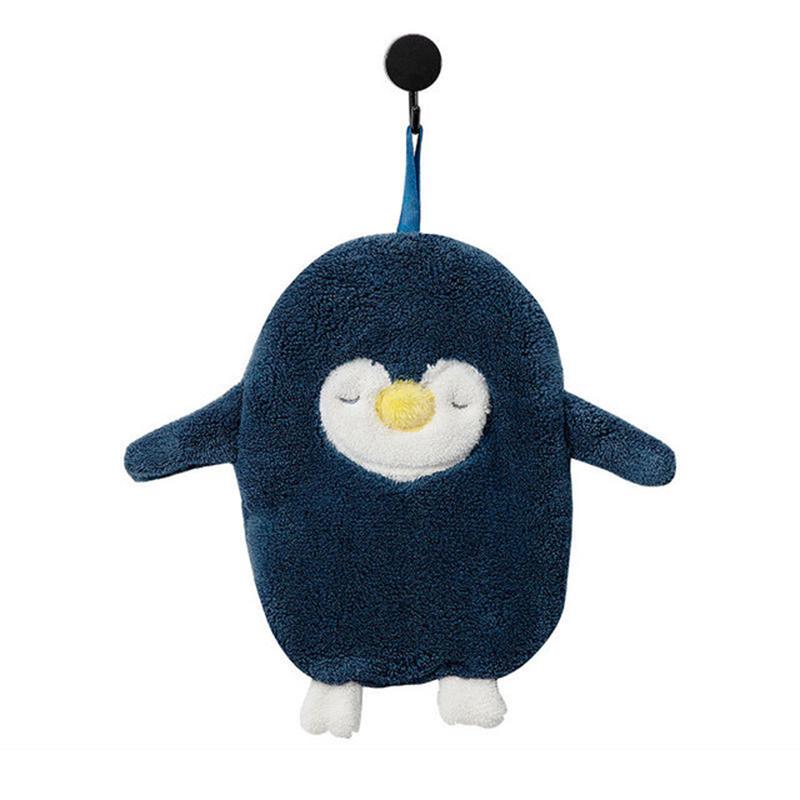 Cartoon Penguin Microfiber Towel Super Absorbent Hand Towel Soft Coral Kitchen Cleaning Cloth Hanging Type Kids Bathing Towels