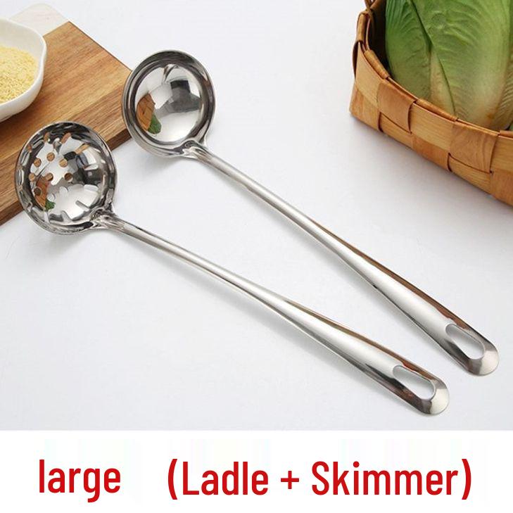 Suppensieb und Schöpfkelle aus Edelstahl mit langem Griff für große Porridge- oder Suppenportionen