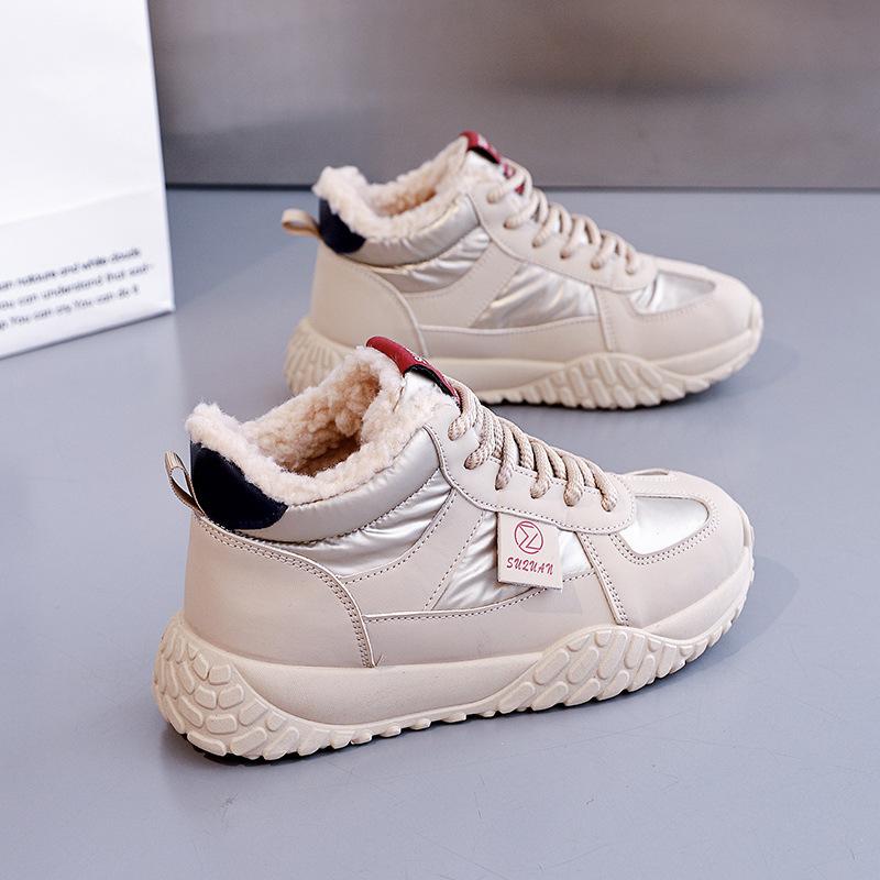 Fleece warm high-top cotton shoes women's new winter versatile thickened large cotton casual sports shoes K