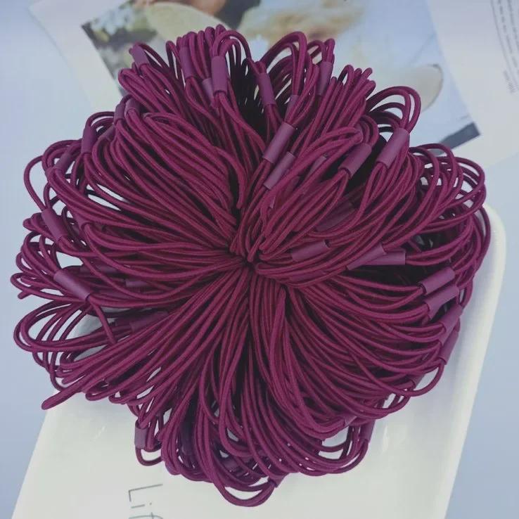 Korean Style Elastic Black Hair Ring - Three-in-One Colorful Rubber Band 