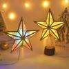 Glitter Shining Christmas Tree Topper Five-pointed Star Glowing Star Light  Home Decor