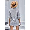 Women Striped Button Down Shirt Casual Loose Pocket Blouse Long Sleeve Top
