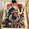 Native Americans and Animals  Print Flannel Blanket, High Quality Comfortable for All Seasons, Home Decor, Warmth and Comfort