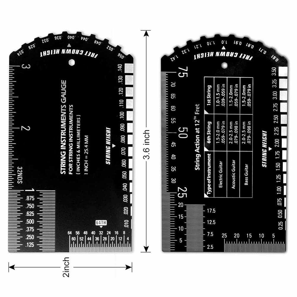 String Action Gauge Ruler Guitar Set Up Gauge Multifunctional Fret Rocker Luthier Tool With Leather Case