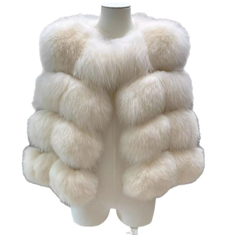 Vestă clasică cu patru pini din blană sintetică de vulpe scurtă, simplă, versatilă, stil străin, haină de damă la modă, versatilă