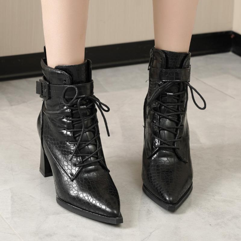 Serpentine High Heels Ankle Women Boots Sexy Pointed Toe Shoes Elegant Office Shoes 2025 Trend Casual Shoes Chelsea Botas Mujer
