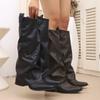 Large Size Retro Pointed Thick Heel Trousers Boots Women's Autumn and Winter New Thick Heel Super Versatile But Knee Boots