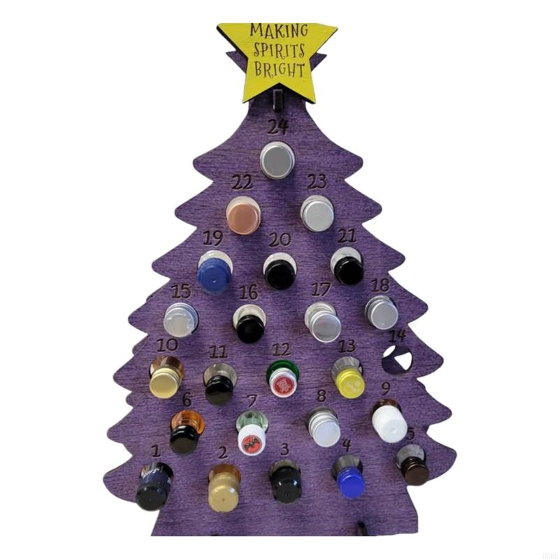 Christmas Count Down Calendar Natural Design Accommodates 24 Miniature Bottle Holiday Decoration For Family