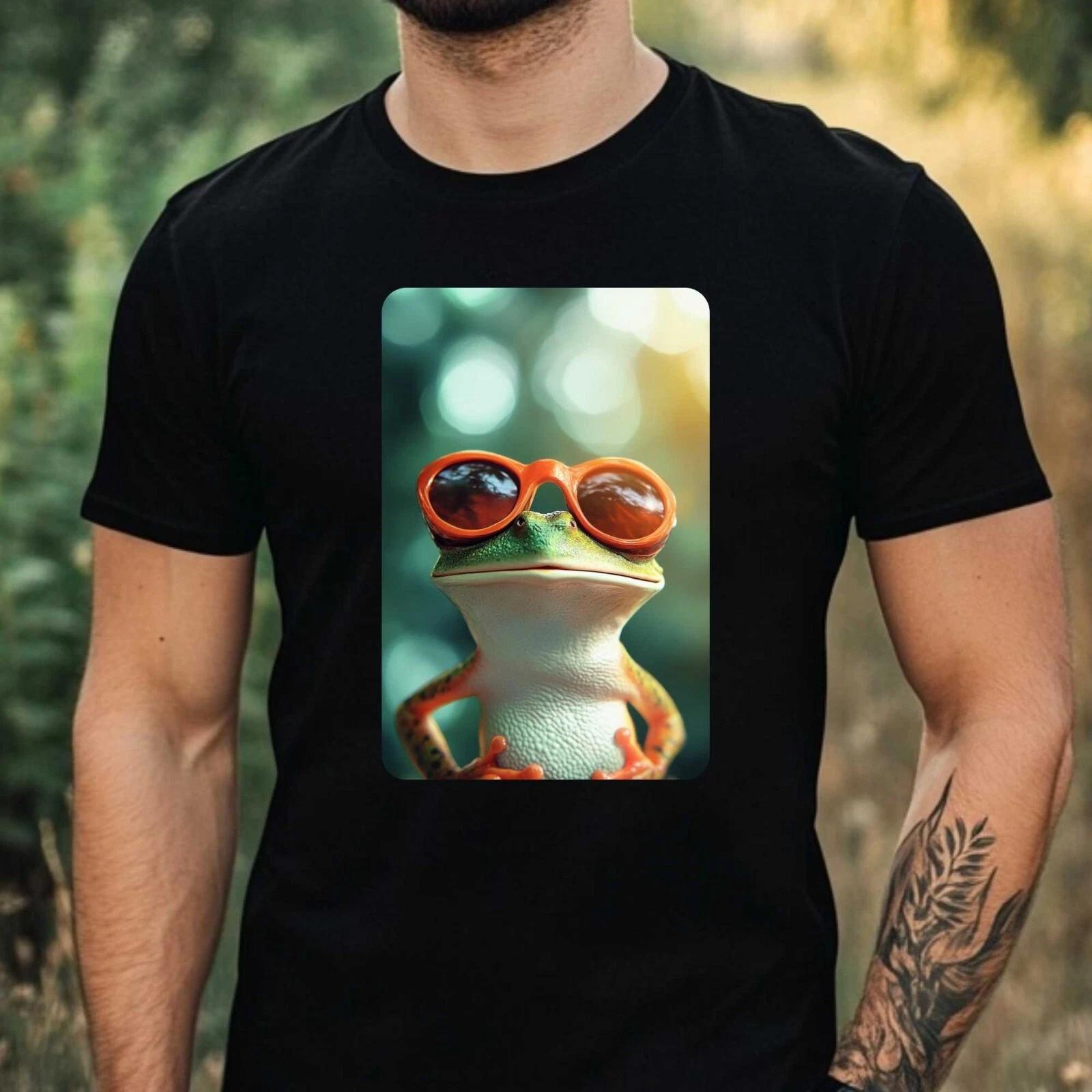 T-Shirt Herren Frosch mit Sonnenbrille Motiv Baumwolle Größe XS bis 5XL XXXL