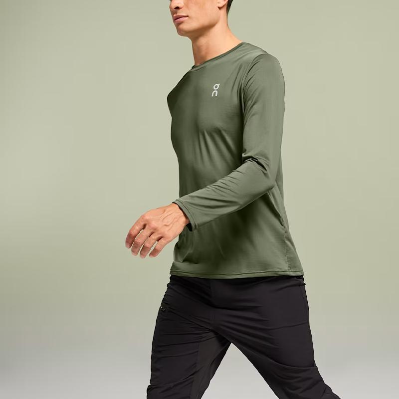 On Comfortable Round Neck Solid Color Lg Sleeve T-Shirt Men tops Pine-Green 1ME10750858