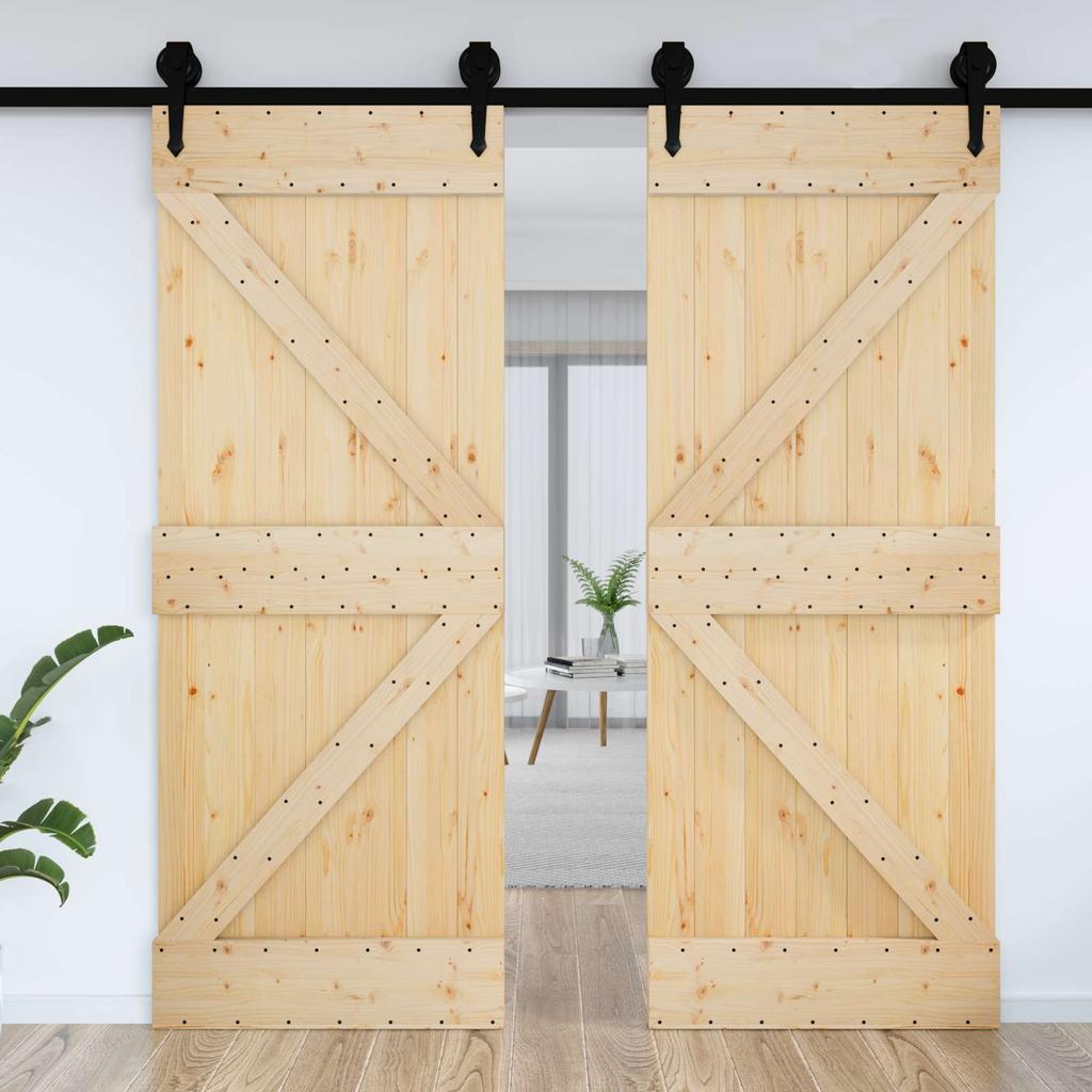 Door NARVIK 70 x 210 cm Solid Pine (Untreated) Natural